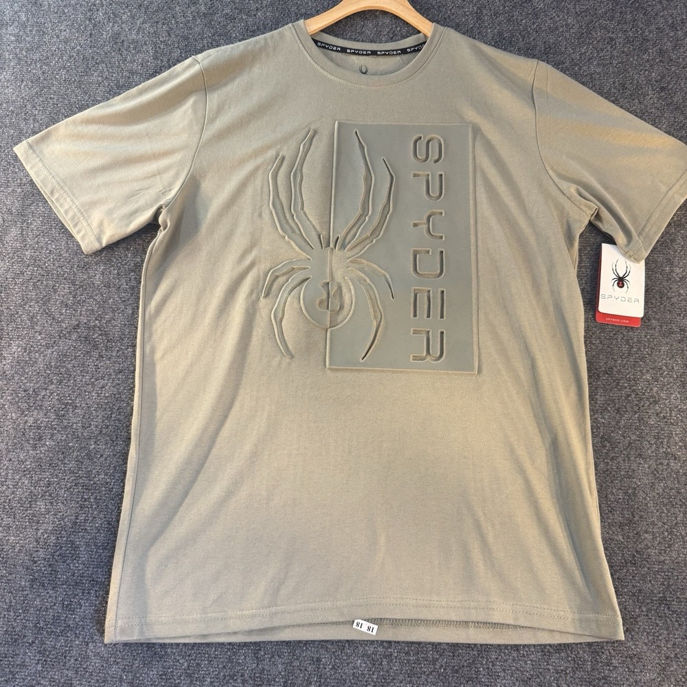 Spyder T Shirt Mens Large Brown Stone Tonal Embossed Logo Tee NWT